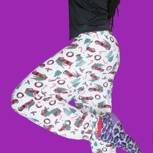 Jolly Jammies Unisex Christmas holidays pj pajama pants in white, green and red